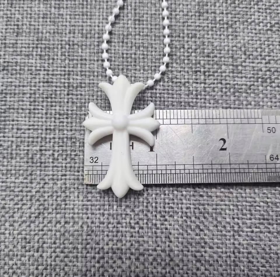 Multicolour Silicone Chrome Cross Necklace