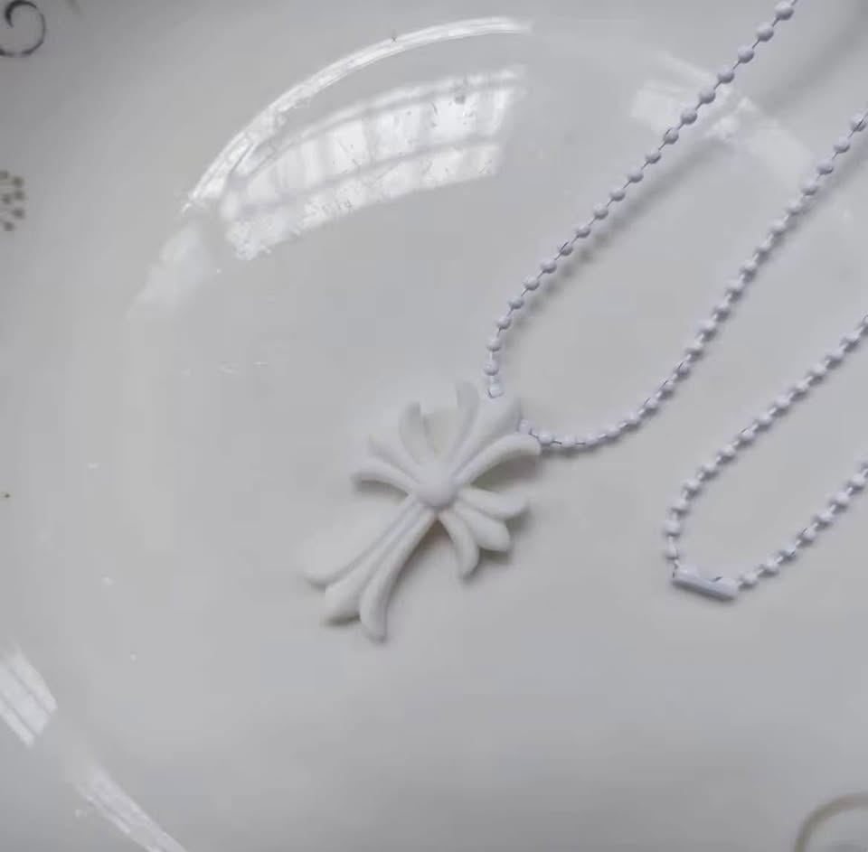 Multicolour Silicone Chrome Cross Necklace